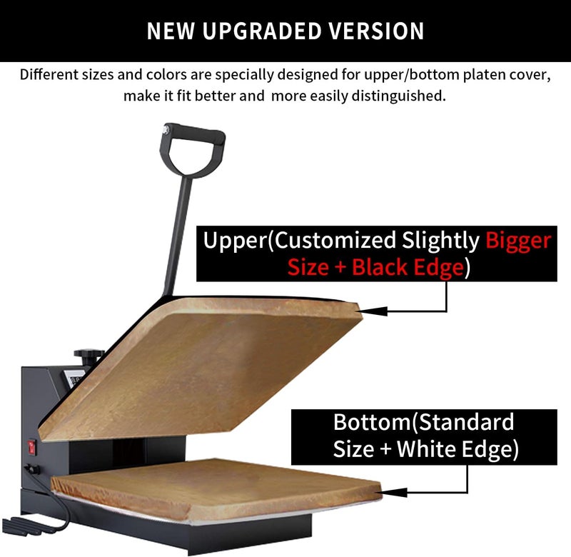 VCHOMY Heat Press Platen Wrap Cover, Upgraded Version, Non-Stick Heat Resistant Teflon Protector for Protecting Sublimation Heat Pressing Machine Plate from Residue, Inks, Adhesives (2Pack 15x15 inch) - Image 2